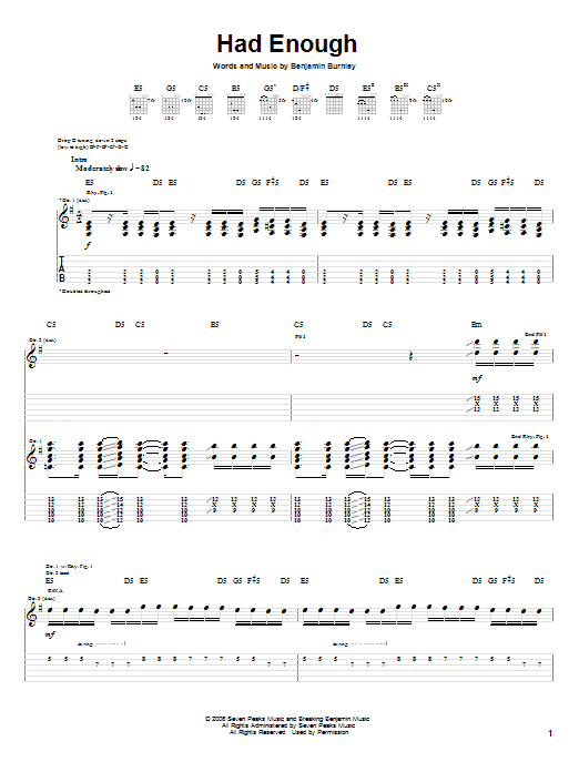 Download Breaking Benjamin Had Enough Sheet Music and learn how to play Guitar Tab PDF digital score in minutes