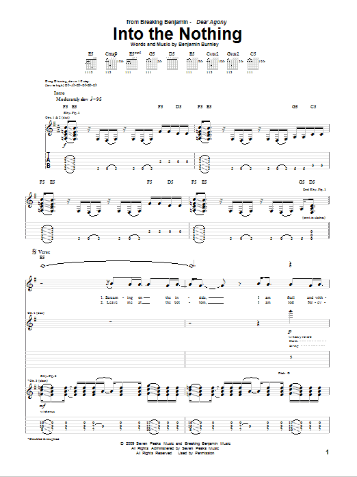 Download Breaking Benjamin Into The Nothing Sheet Music and learn how to play Guitar Tab PDF digital score in minutes