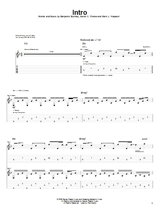 Download Breaking Benjamin Intro Sheet Music and learn how to play Guitar Tab PDF digital score in minutes