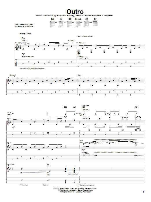 Download Breaking Benjamin Outro Sheet Music and learn how to play Guitar Tab PDF digital score in minutes