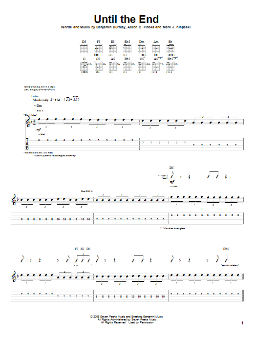 Download Breaking Benjamin Until The End Sheet Music and learn how to play Guitar Tab PDF digital score in minutes