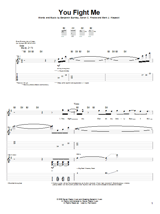 Download Breaking Benjamin You Fight Me Sheet Music and learn how to play Guitar Tab PDF digital score in minutes