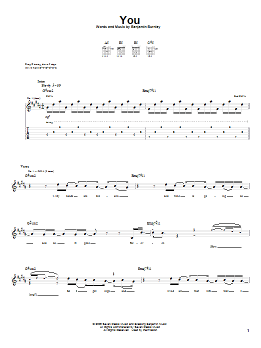 Download Breaking Benjamin You Sheet Music and learn how to play Guitar Tab PDF digital score in minutes