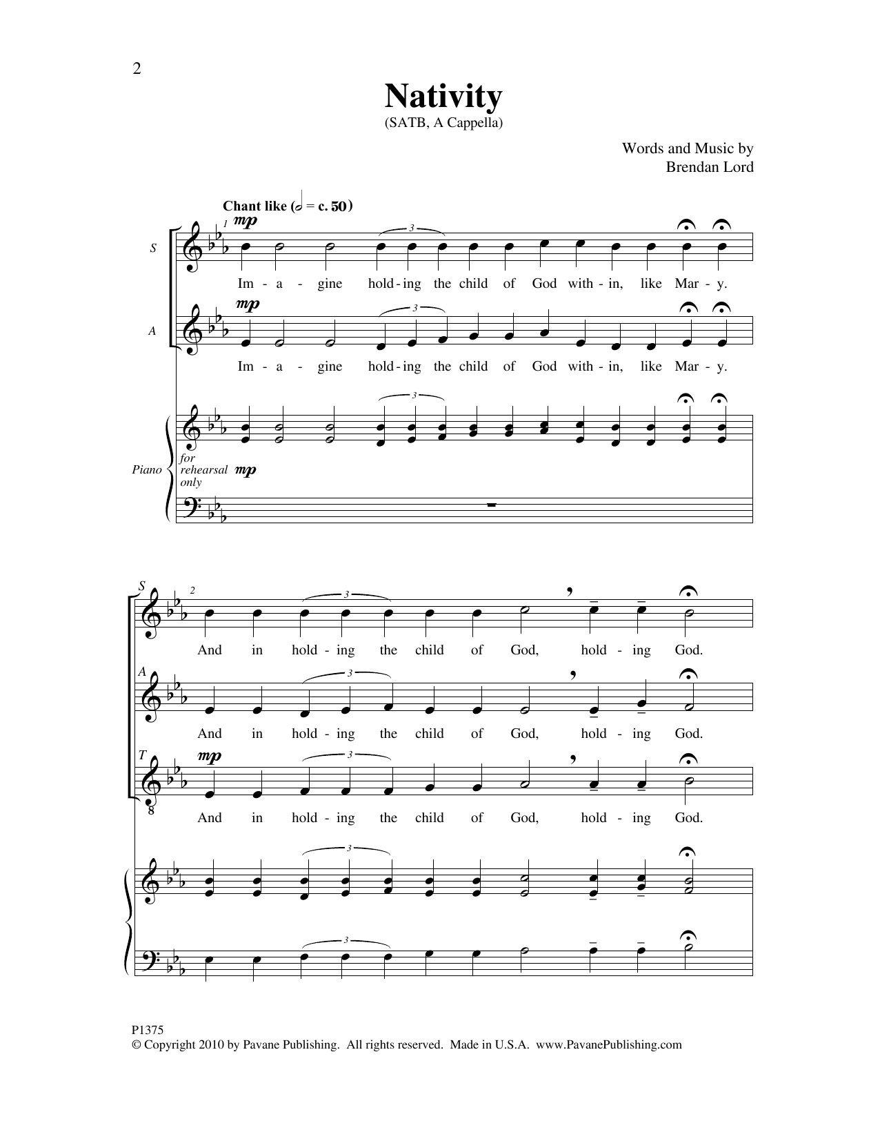 Download Brendan Lord Nativity Sheet Music and learn how to play SATB Choir PDF digital score in minutes