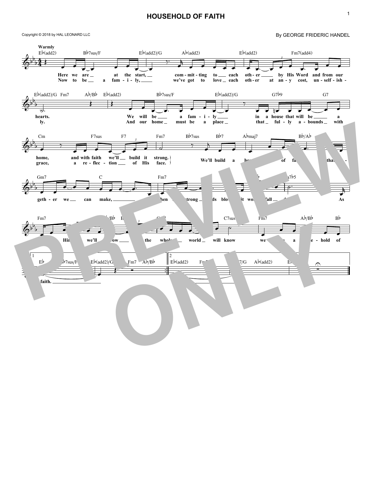 Download Brent Lamb Household Of Faith Sheet Music and learn how to play Lead Sheet / Fake Book PDF digital score in minutes