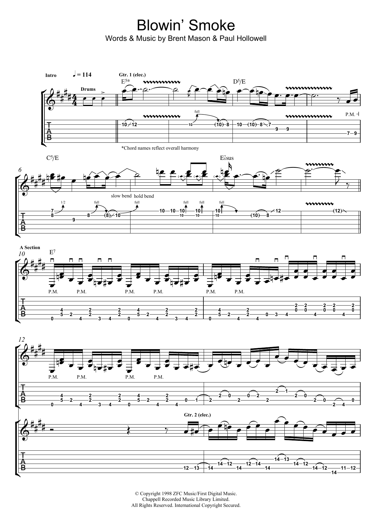 Download Brent Mason Blowin' Smoke Sheet Music and learn how to play Guitar Tab PDF digital score in minutes