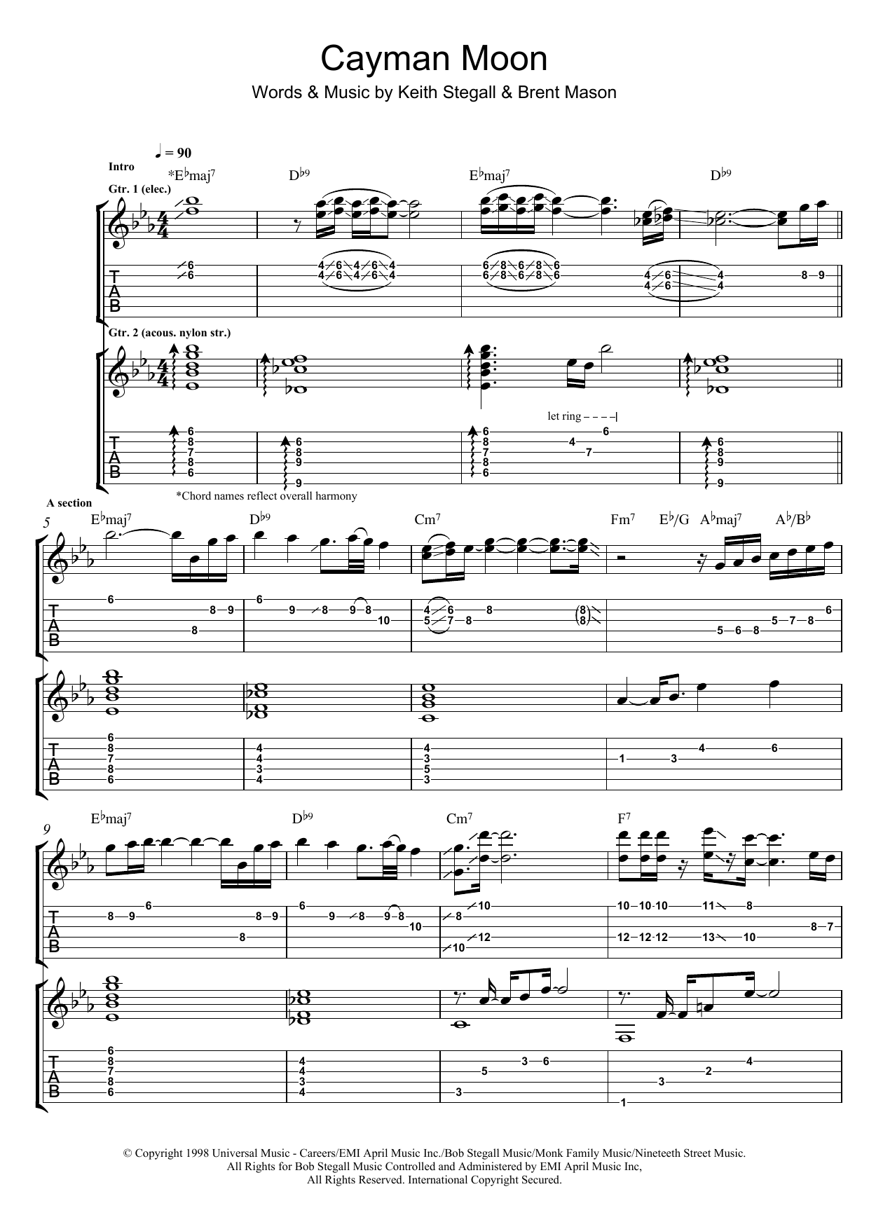 Download Brent Mason Cayman Moon Sheet Music and learn how to play Guitar Tab PDF digital score in minutes