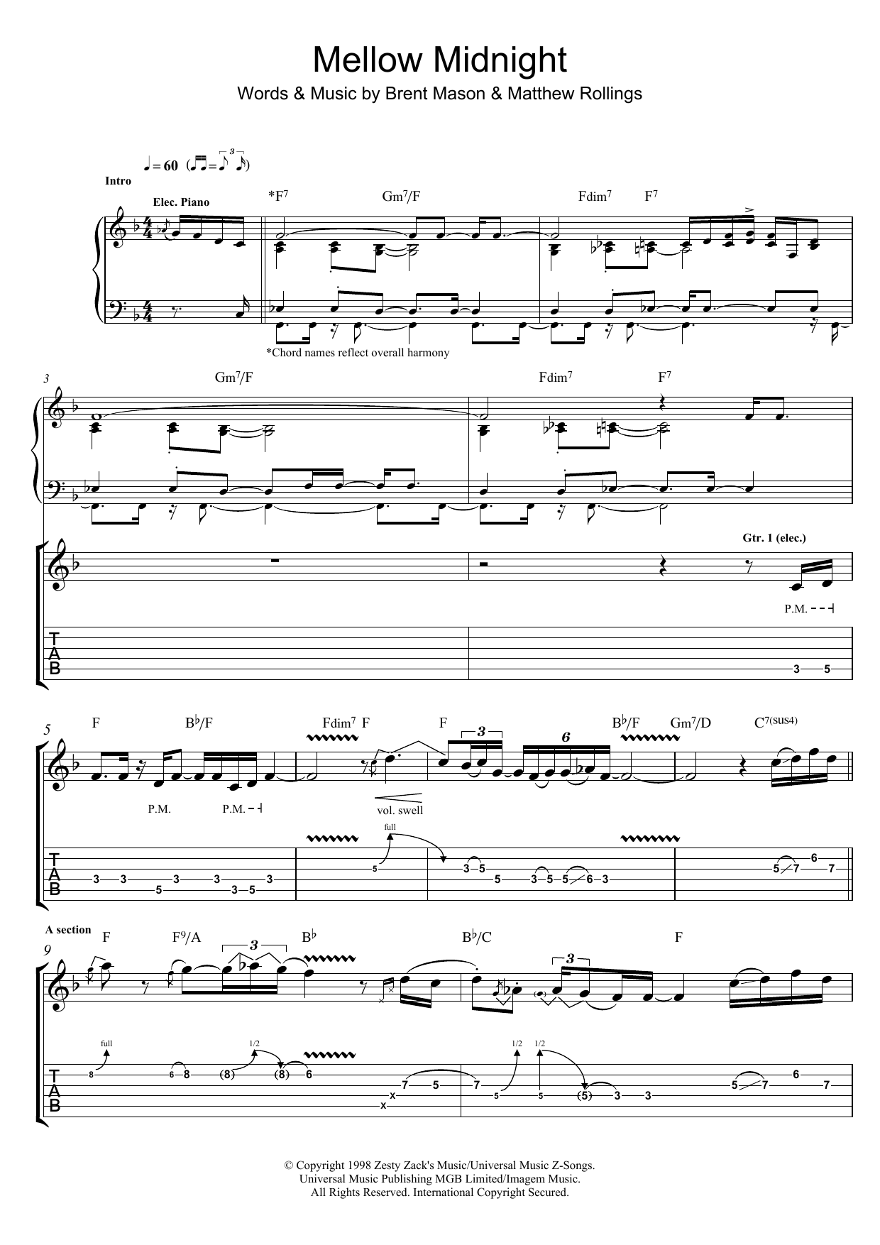 Download Brent Mason Mellow Midnight Sheet Music and learn how to play Guitar Tab PDF digital score in minutes