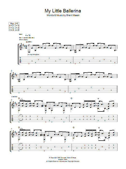 Download Brent Mason My Little Ballerina Sheet Music and learn how to play Guitar Tab PDF digital score in minutes