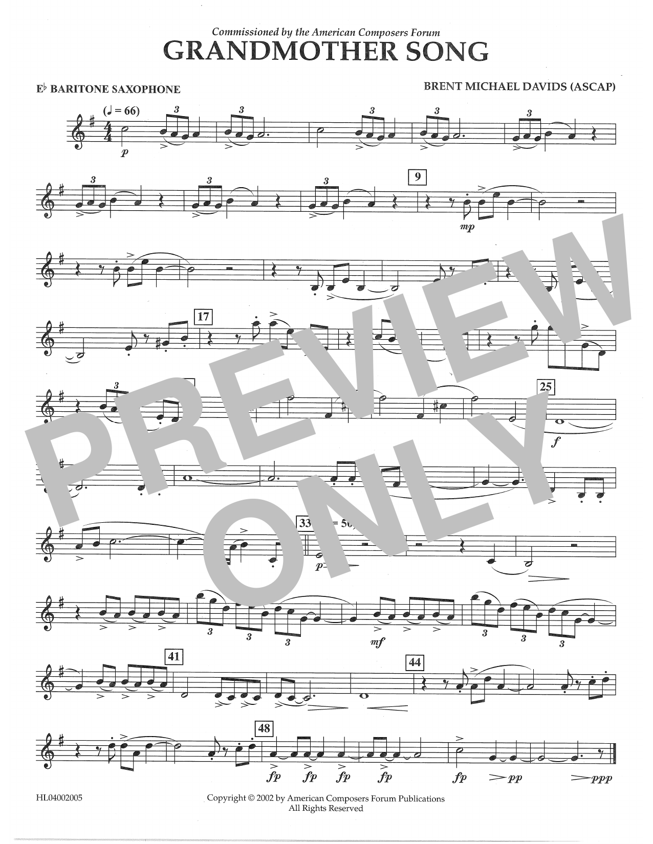 Download Brent Michael Davids Grandmother Song - Eb Baritone Saxophone Sheet Music and learn how to play Concert Band PDF digital score in minutes