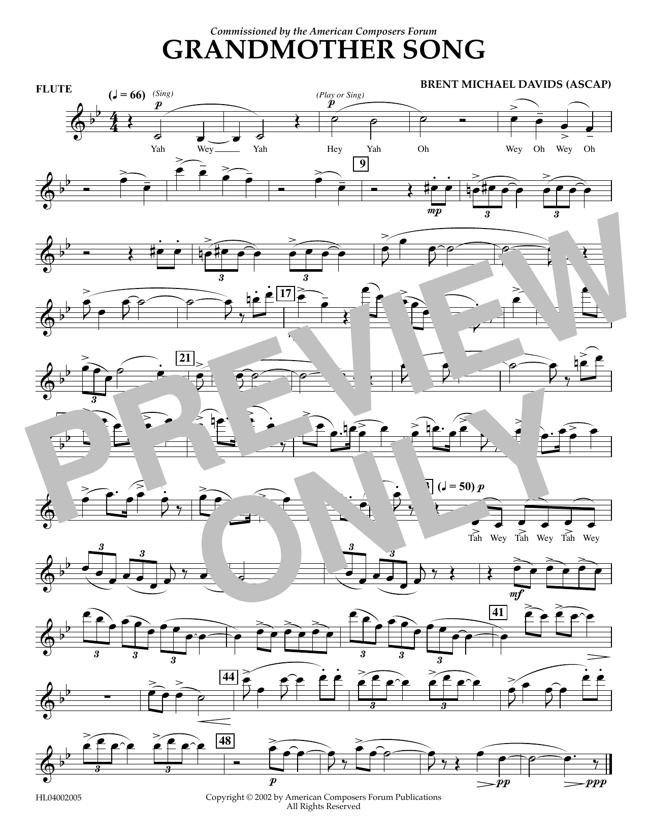 Download Brent Michael Davids Grandmother Song - Flute Sheet Music and learn how to play Concert Band PDF digital score in minutes