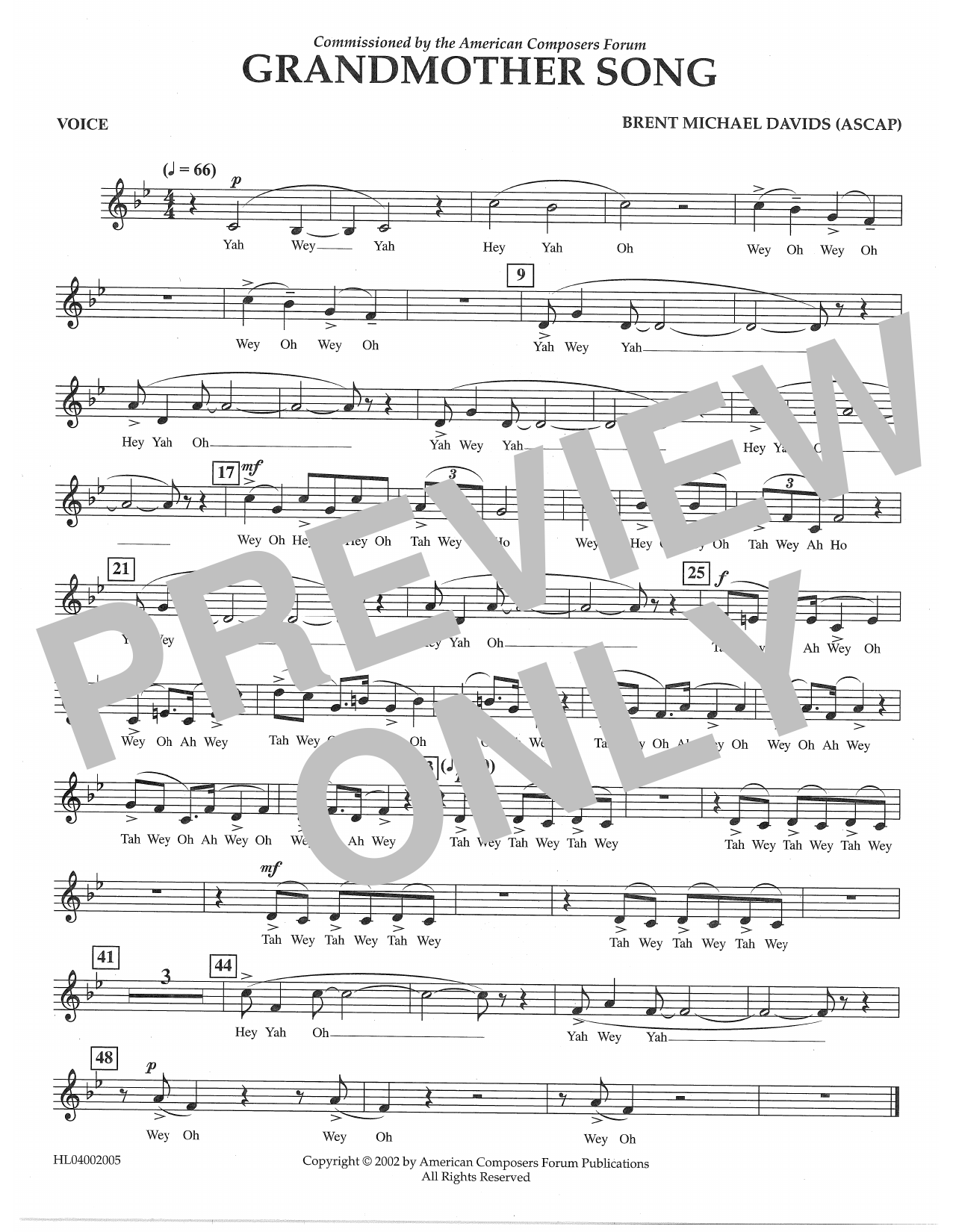 Download Brent Michael Davids Grandmother Song - Voice Sheet Music and learn how to play Concert Band PDF digital score in minutes