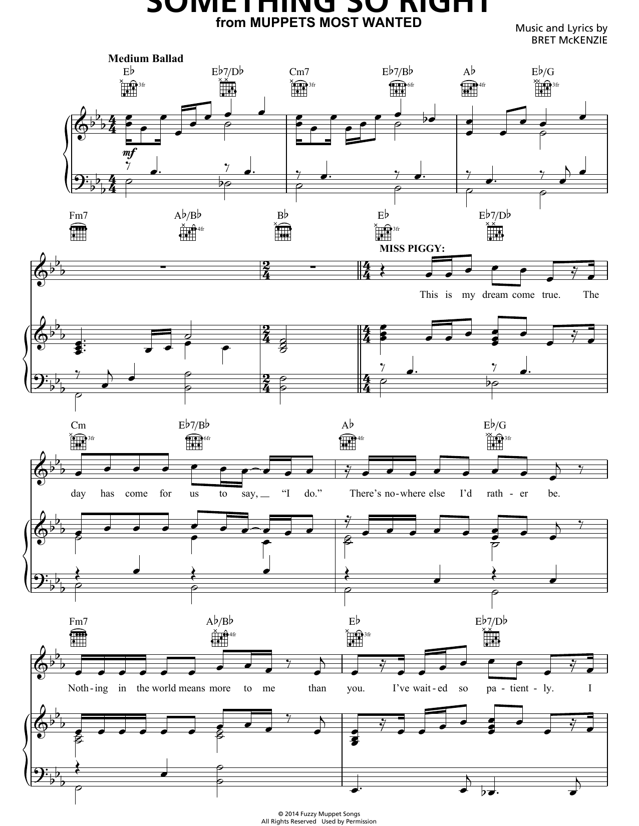 Download Bret McKenzie Something So Right Sheet Music and learn how to play Piano, Vocal & Guitar (Right-Hand Melody) PDF digital score in minutes