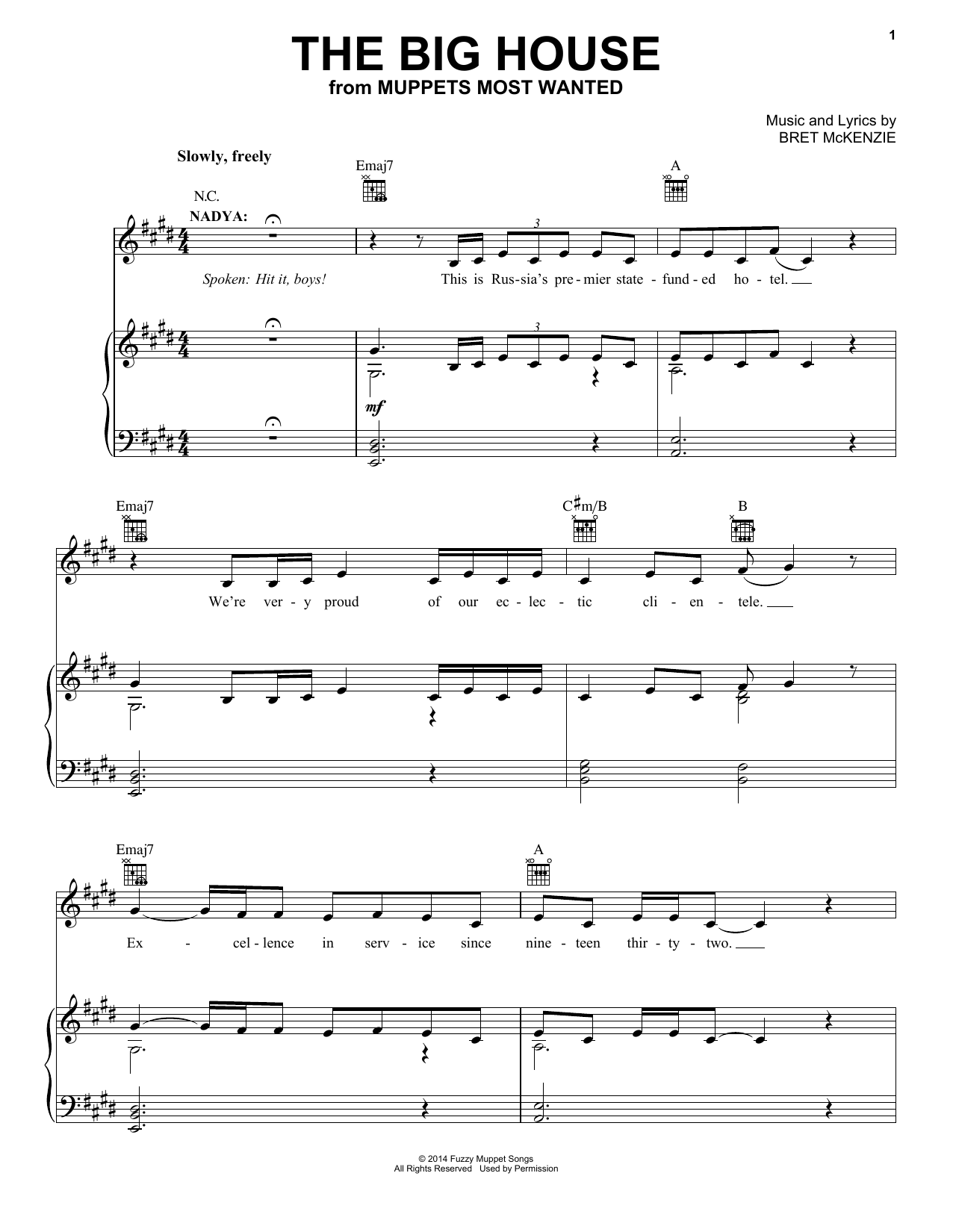 Download Bret McKenzie The Big House Sheet Music and learn how to play Piano, Vocal & Guitar (Right-Hand Melody) PDF digital score in minutes