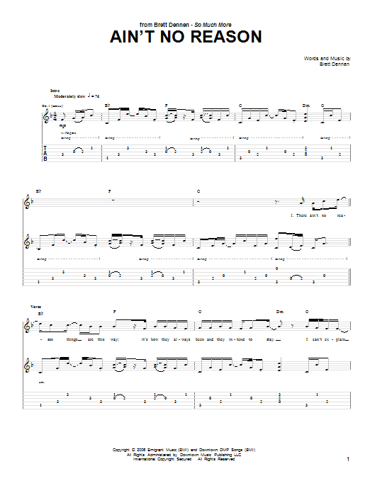Download Brett Dennen Ain't No Reason Sheet Music and learn how to play Ukulele with strumming patterns PDF digital score in minutes