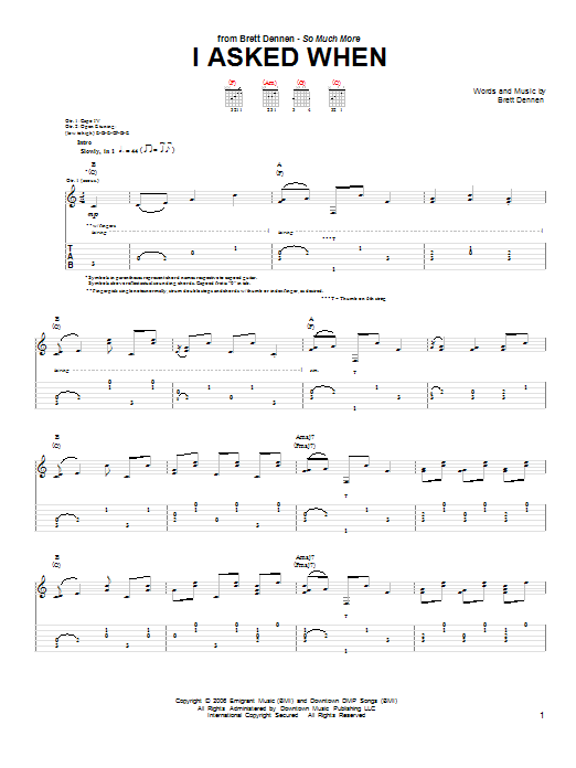 Download Brett Dennen I Asked When Sheet Music and learn how to play Guitar Tab PDF digital score in minutes