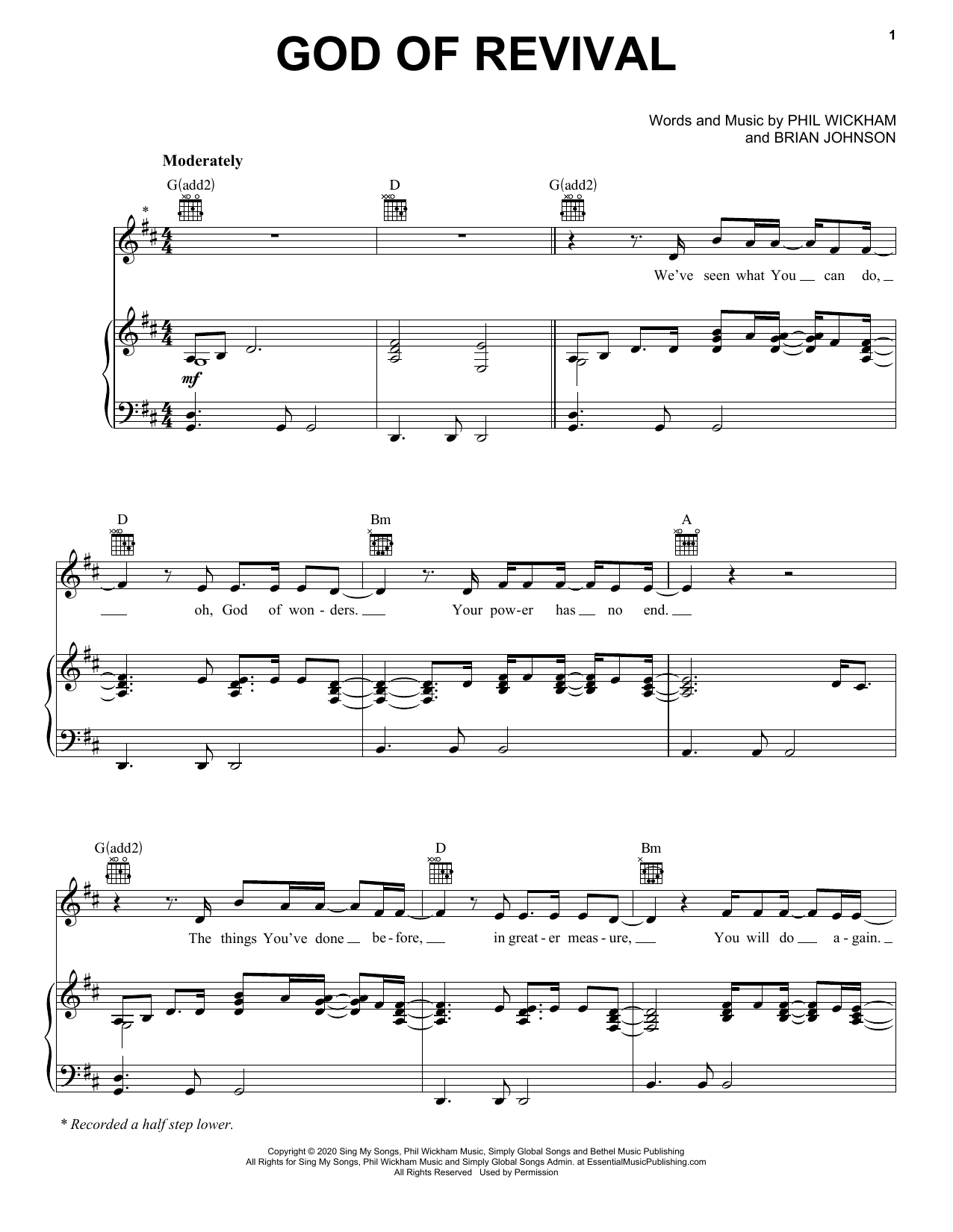 Download Brian & Jenn Johnson God Of Revival Sheet Music and learn how to play Piano, Vocal & Guitar Chords (Right-Hand Melody) PDF digital score in minutes