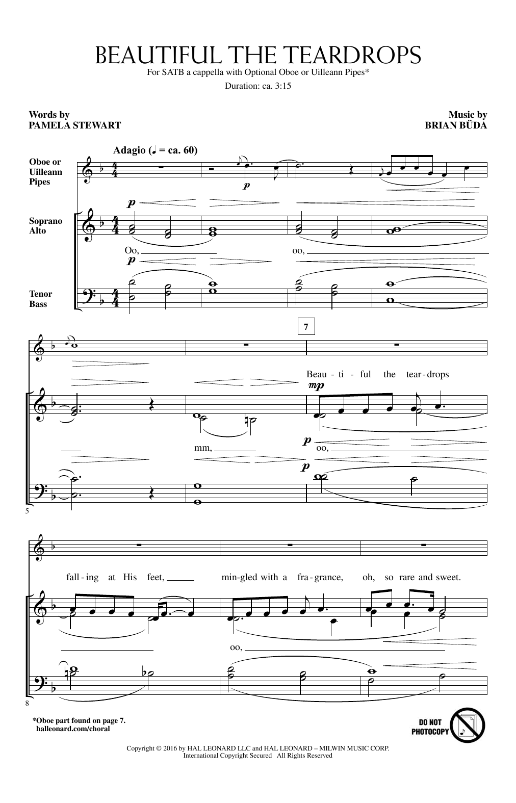 Download Brian Buda Beautiful The Teardrops Sheet Music and learn how to play SATB PDF digital score in minutes