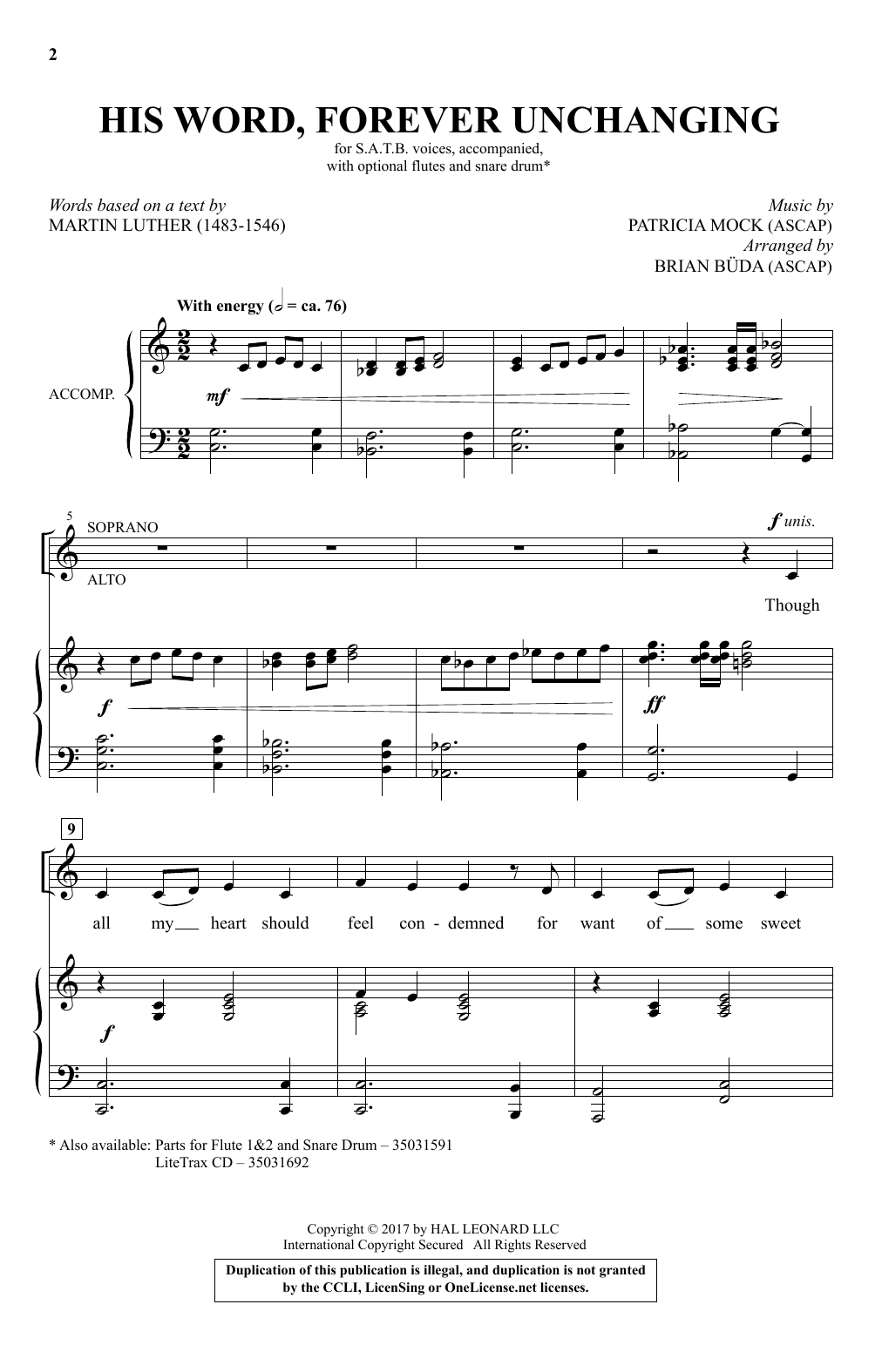 Download Brian Büda His Word, Forever Unchanging Sheet Music and learn how to play SATB PDF digital score in minutes