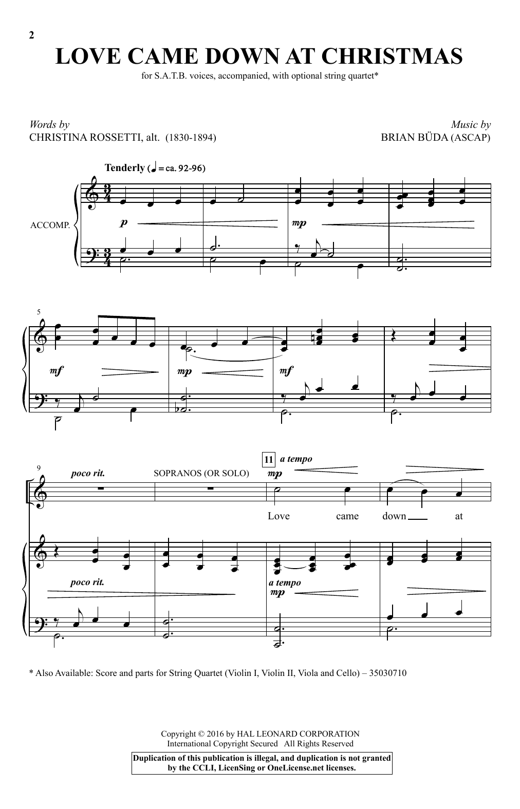Download Brian Buda Love Came Down At Christmas Sheet Music and learn how to play SATB PDF digital score in minutes