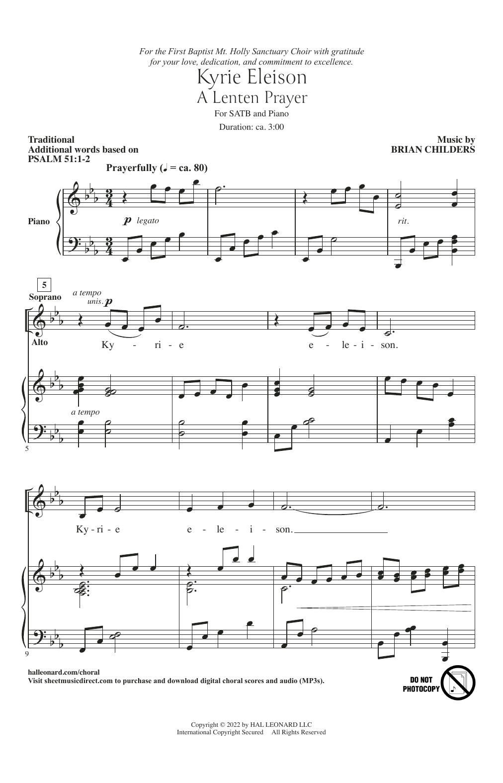 Download Brian Childers Kyrie Eleison (A Lenten Prayer) Sheet Music and learn how to play SATB Choir PDF digital score in minutes