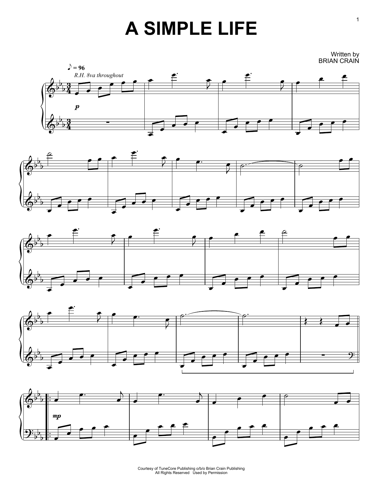 Download Brian Crain A Simple Life Sheet Music and learn how to play Piano Solo PDF digital score in minutes