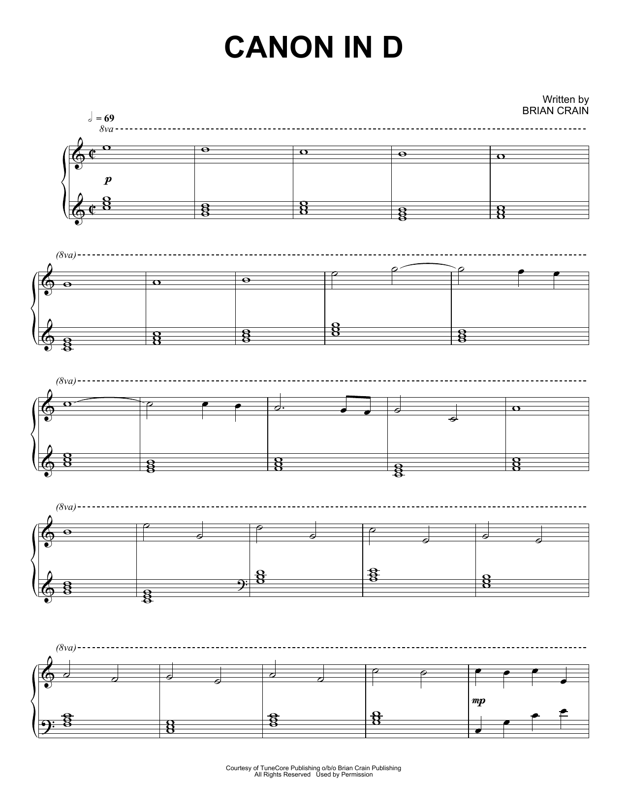 Download Brian Crain Canon In D Sheet Music and learn how to play Piano Solo PDF digital score in minutes