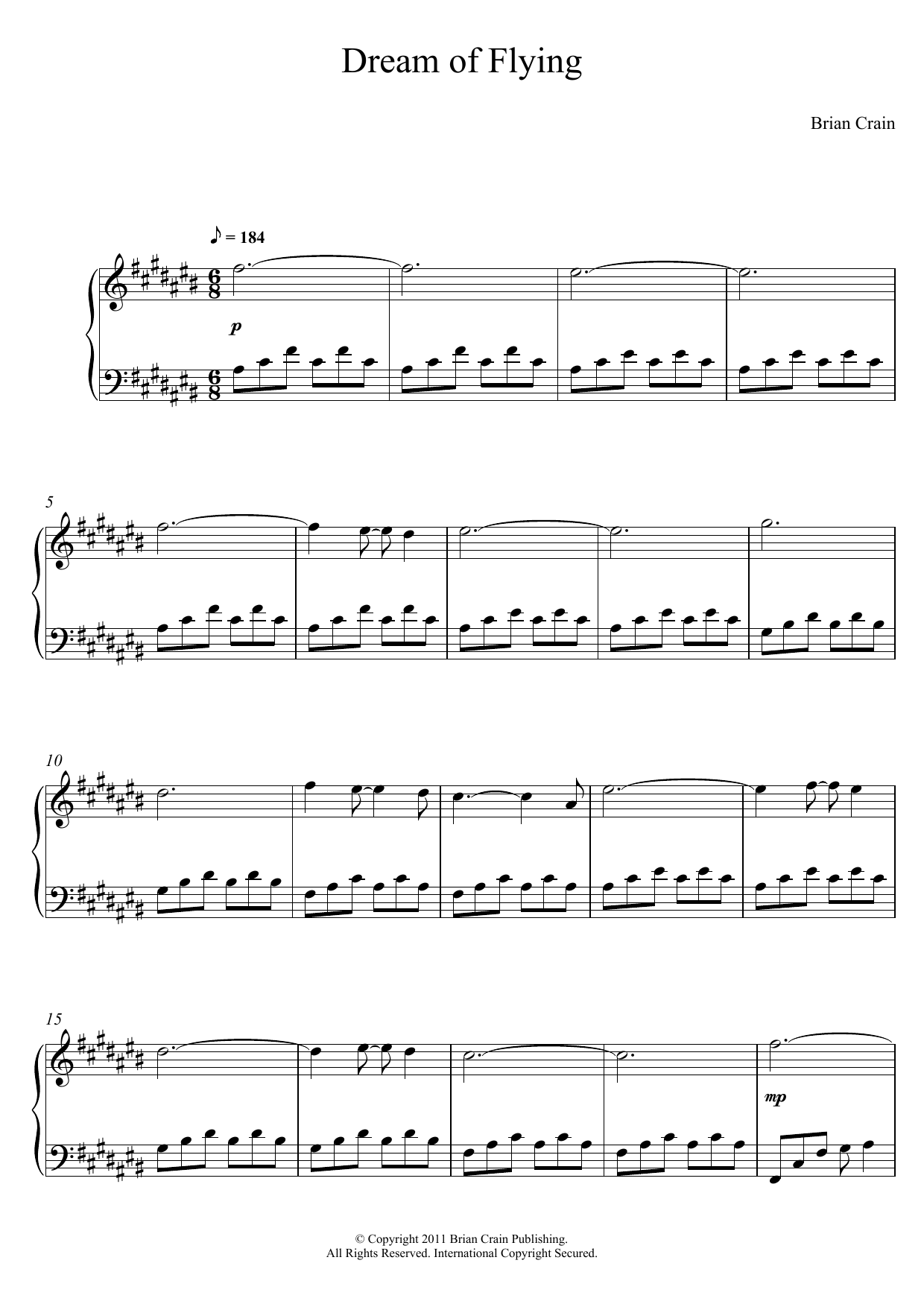 Download Brian Crain Dream Of Flying Sheet Music and learn how to play Piano Solo PDF digital score in minutes
