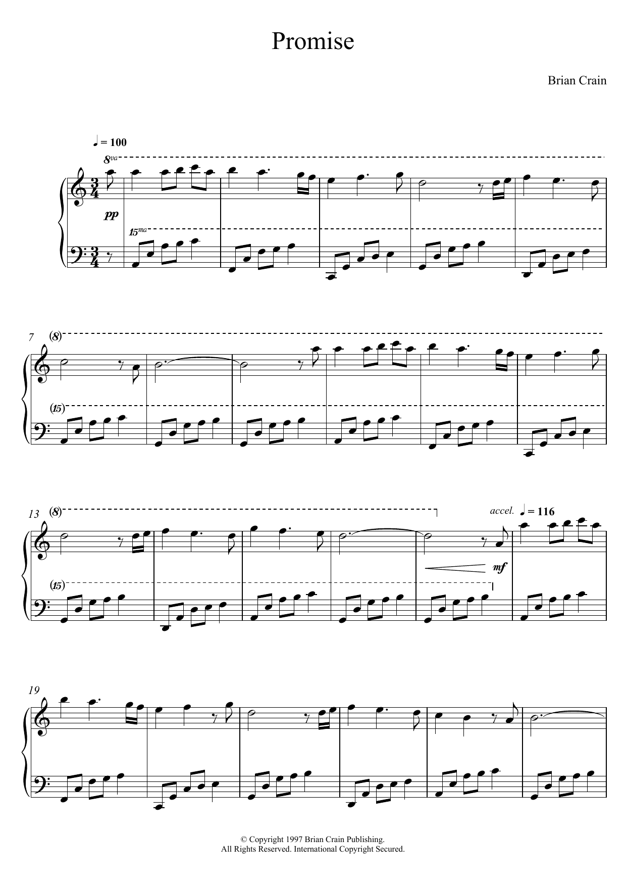 Download Brian Crain Promise Sheet Music and learn how to play Piano PDF digital score in minutes