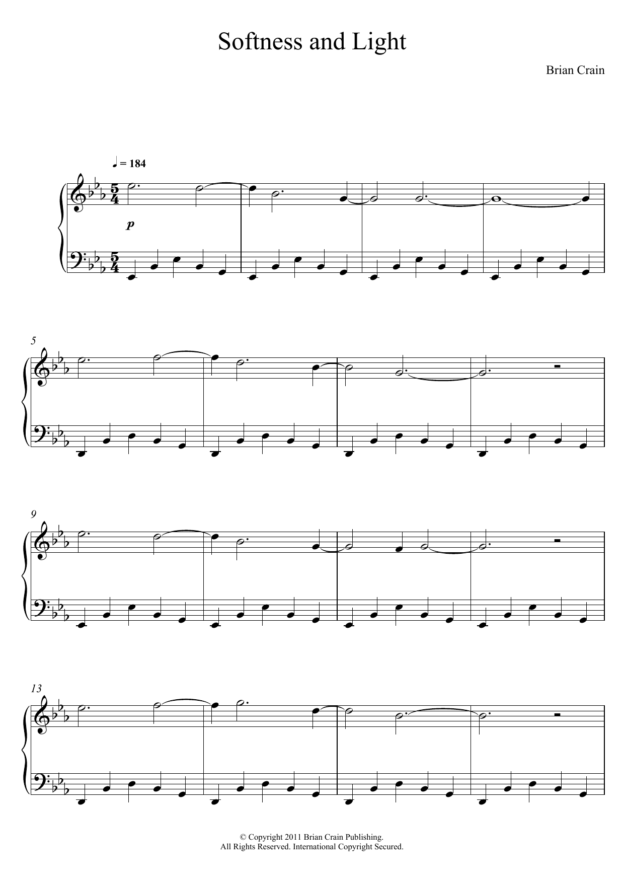 Download Brian Crain Softness And Light Sheet Music and learn how to play Piano PDF digital score in minutes