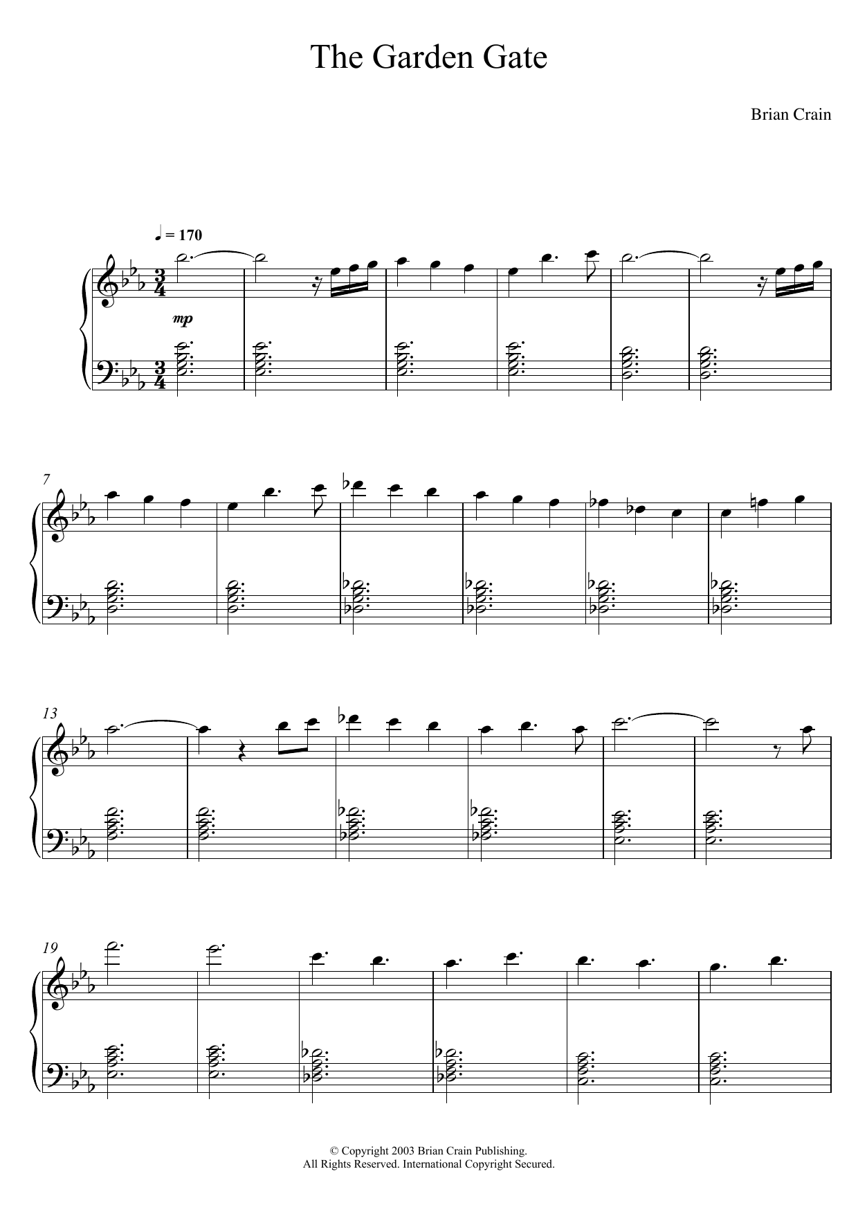 Download Brian Crain The Garden Gate Sheet Music and learn how to play Piano PDF digital score in minutes
