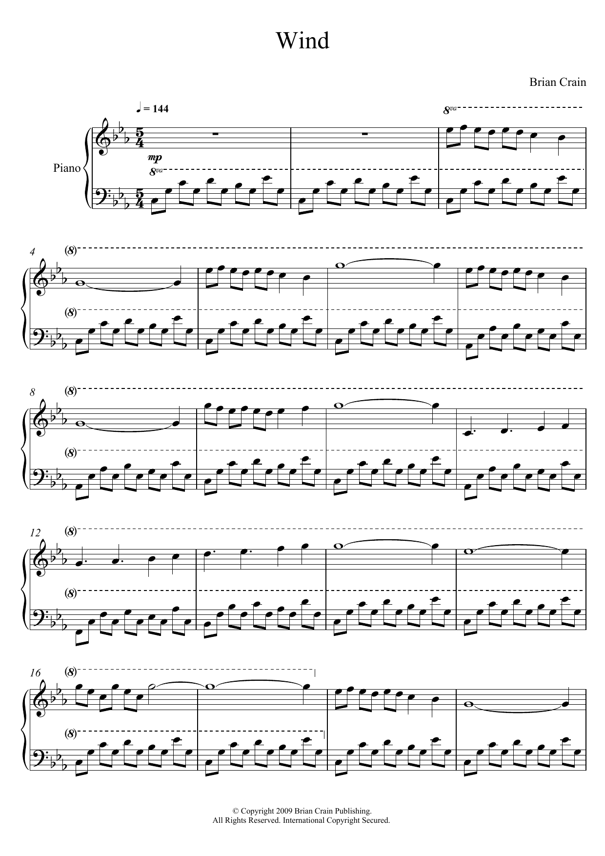 Download Brian Crain Wind Sheet Music and learn how to play Piano PDF digital score in minutes