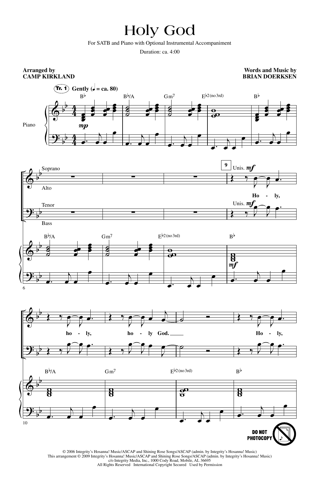 Download Brian Doerksen Holy God (arr. Camp Kirkland) Sheet Music and learn how to play SATB Choir PDF digital score in minutes