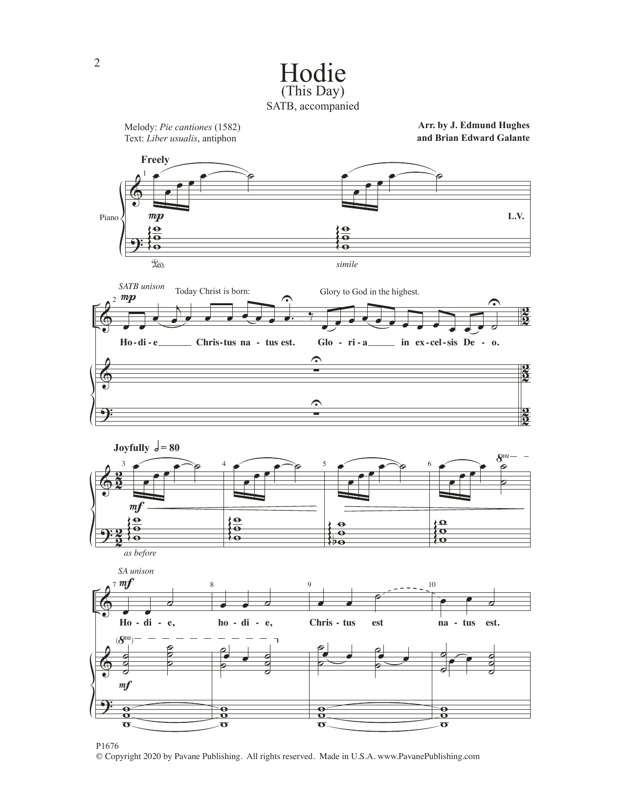 Download Brian Edward Galante and J. Edmund Hughes Hodie Sheet Music and learn how to play SATB Choir PDF digital score in minutes