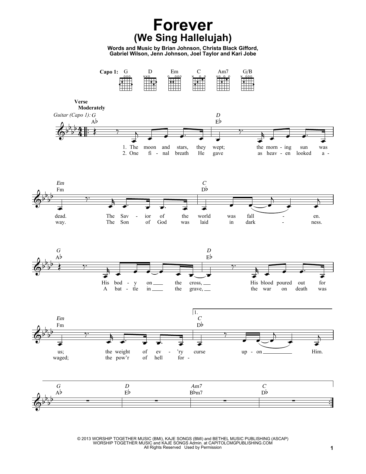 Download Brian Johnson Forever (We Sing Hallelujah) Sheet Music and learn how to play Easy Guitar PDF digital score in minutes