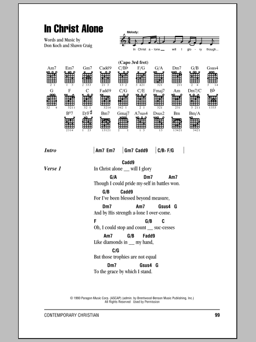 Download Newsboys In Christ Alone Sheet Music and learn how to play Lyrics & Chords PDF digital score in minutes