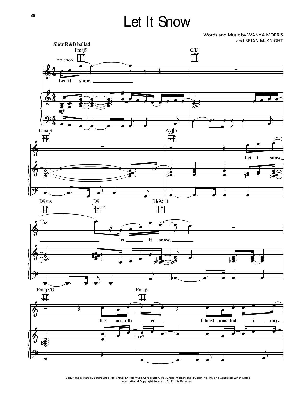 Download Brian McKnight Let It Snow Sheet Music and learn how to play Piano, Vocal & Guitar Chords (Right-Hand Melody) PDF digital score in minutes