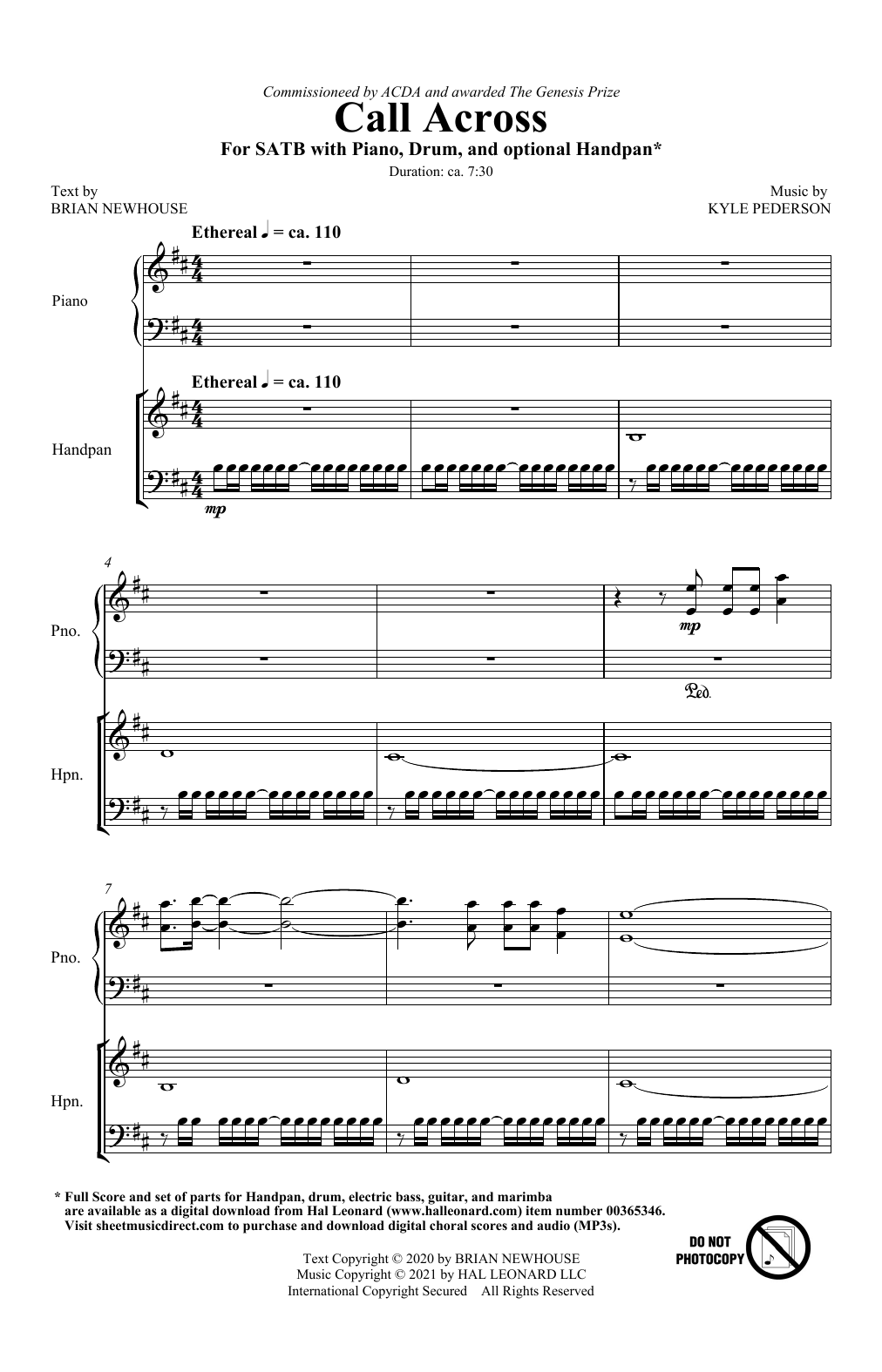 Download Brian Newhouse and Kyle Pederson Call Across Sheet Music and learn how to play SATB Choir PDF digital score in minutes
