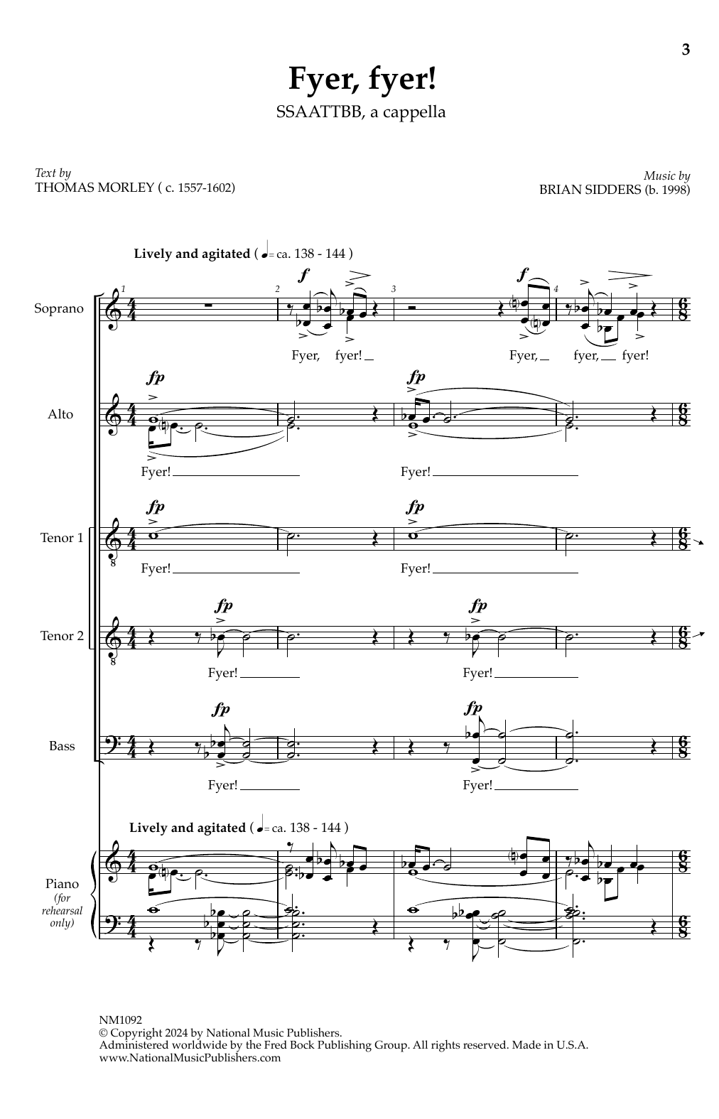 Download Brian Sidders Fyer, fyer! Sheet Music and learn how to play SATB Choir PDF digital score in minutes