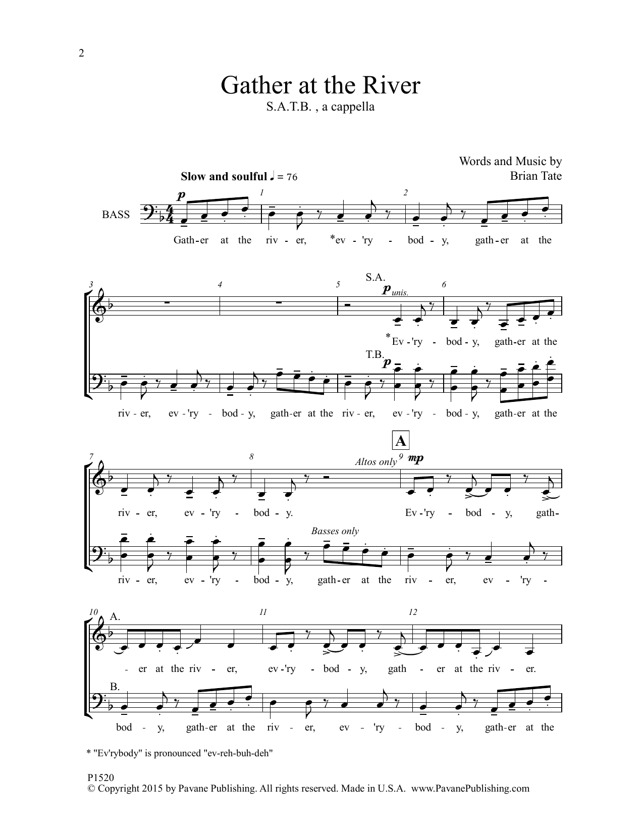 Download Brian Tate Gather at the River Sheet Music and learn how to play SATB Choir PDF digital score in minutes