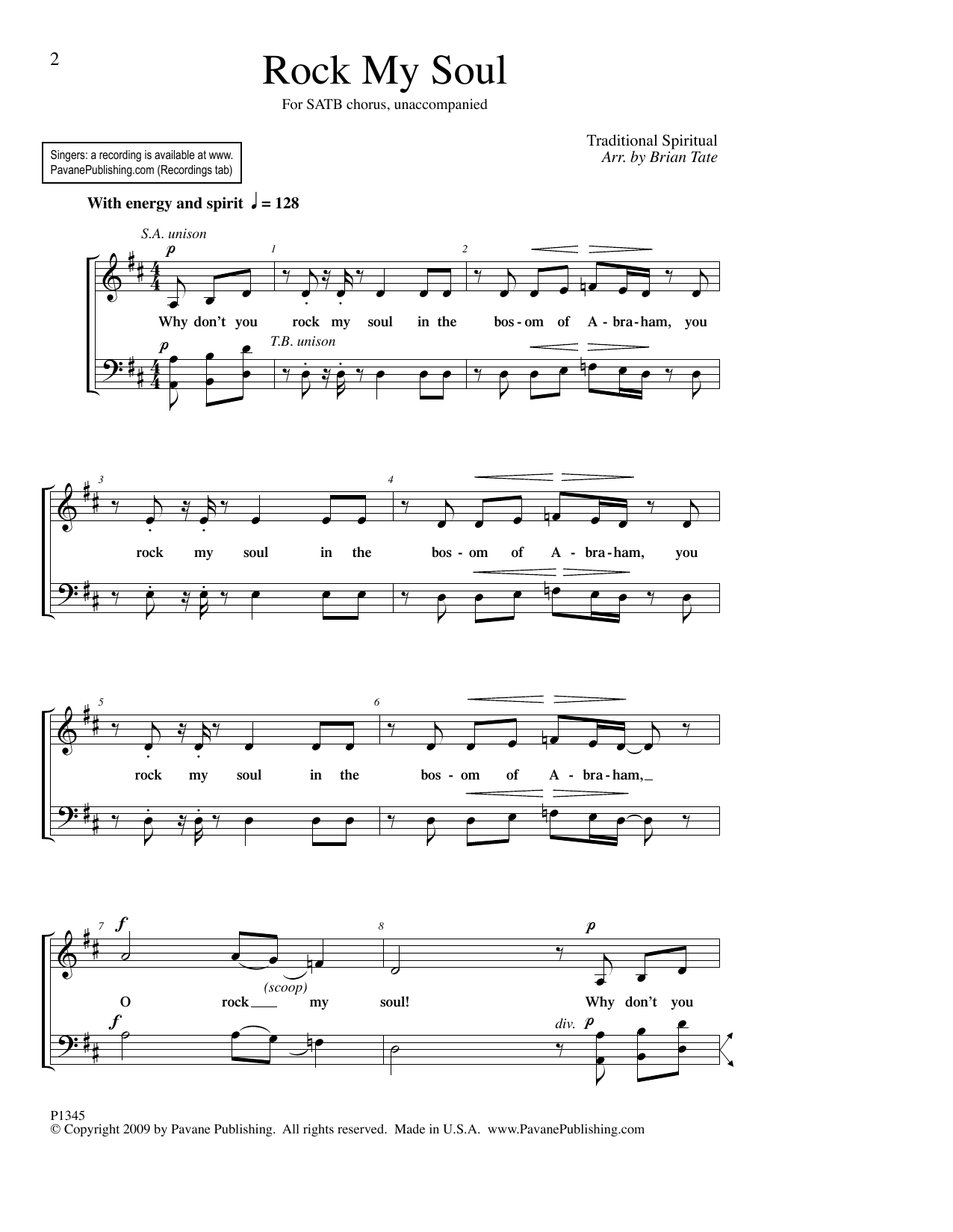 Download Brian Tate Rock My Soul Sheet Music and learn how to play SATB Choir PDF digital score in minutes