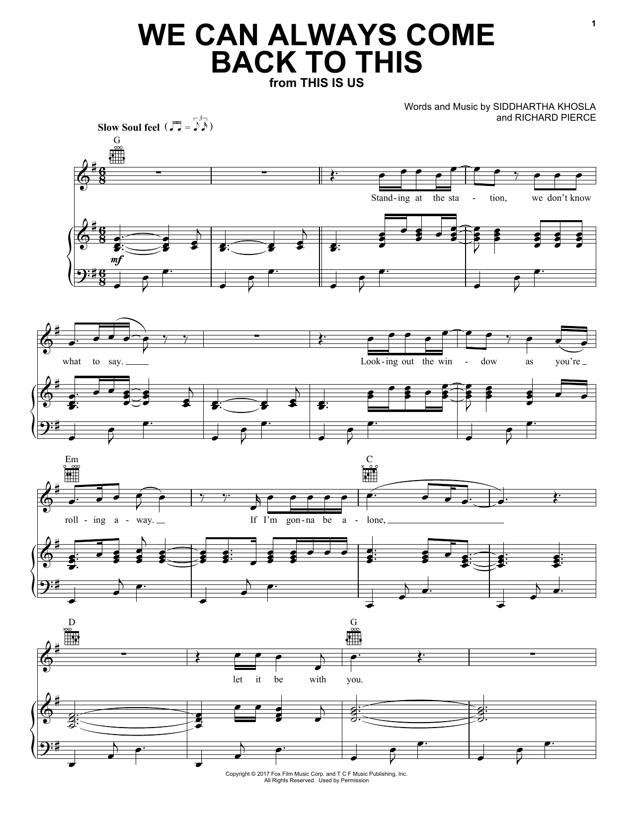 Download Bryan Tyree Henry We Can Always Come Back To This Sheet Music and learn how to play Piano, Vocal & Guitar (Right-Hand Melody) PDF digital score in minutes