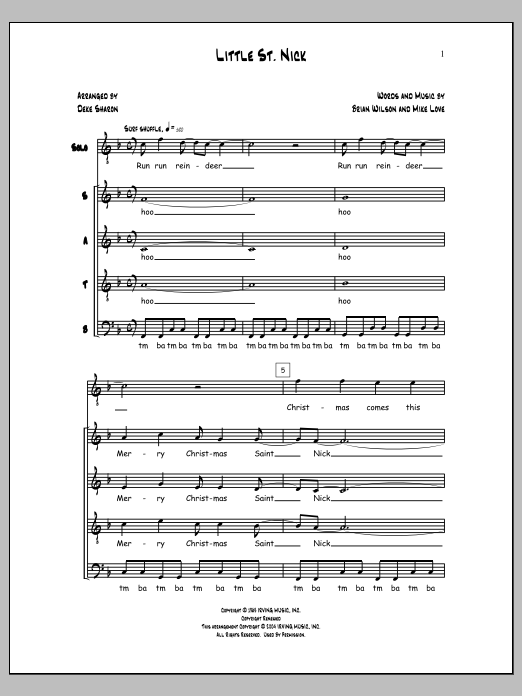 Download Brian Wilson Little St. Nick Sheet Music and learn how to play SATB Choir PDF digital score in minutes