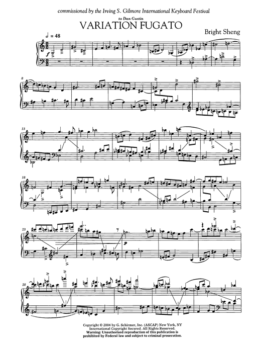 Download Bright Sheng Variation Fugato Sheet Music and learn how to play Piano PDF digital score in minutes