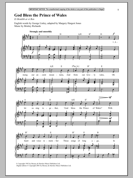 Download Brinley Richards God Bless The Prince Of Wales Sheet Music and learn how to play Piano PDF digital score in minutes