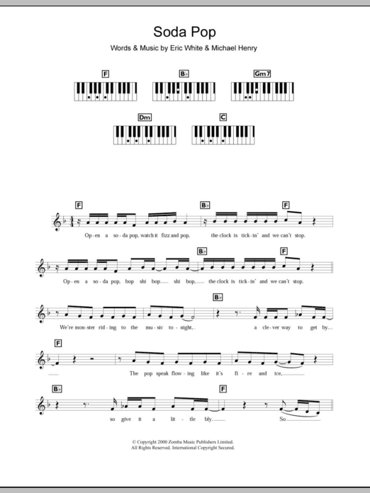 Download Britney Spears Soda Pop Sheet Music and learn how to play Keyboard PDF digital score in minutes