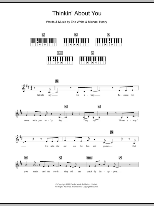 Download Britney Spears Thinkin' About You Sheet Music and learn how to play Keyboard PDF digital score in minutes