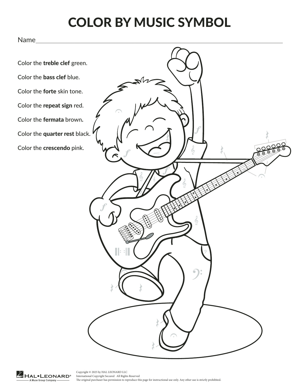 Download Brittany McCorriston Color By Music Symbol: General Music Sheet Music and learn how to play Theory Worksheet PDF digital score in minutes