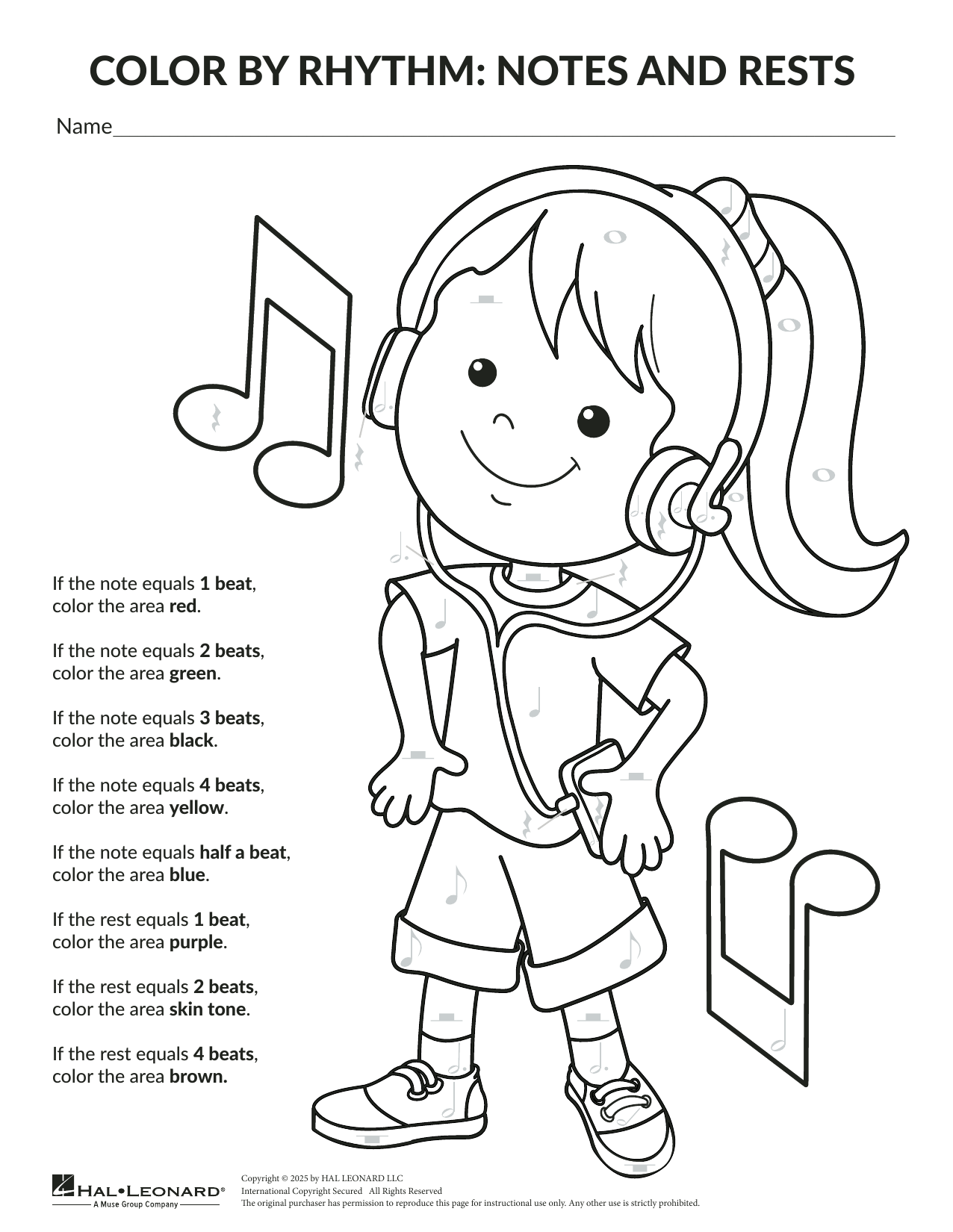 Download Brittany McCorriston Color By Rhythm: General Music Sheet Music and learn how to play Theory Worksheet PDF digital score in minutes