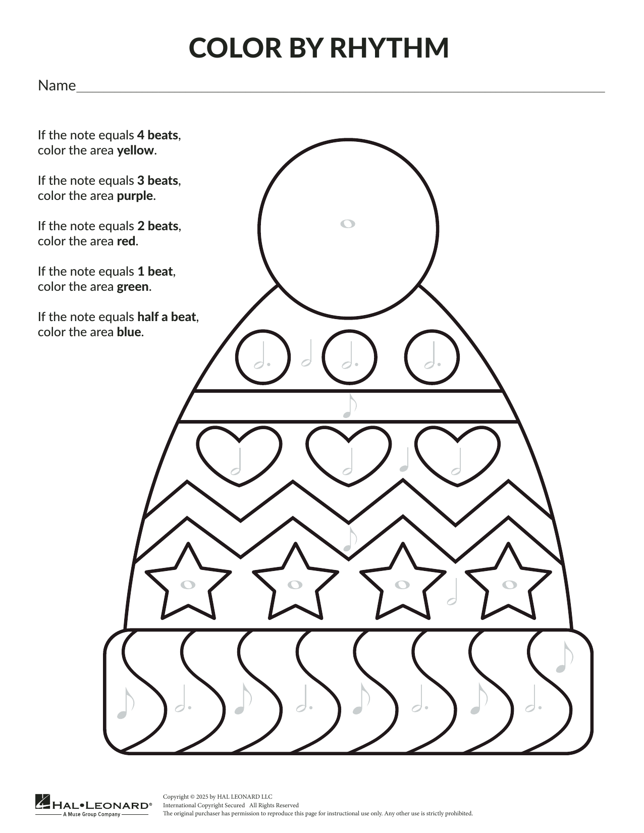 Download Brittany McCorriston Holiday Color By Rhythm: Toque Sheet Music and learn how to play Theory Worksheet PDF digital score in minutes